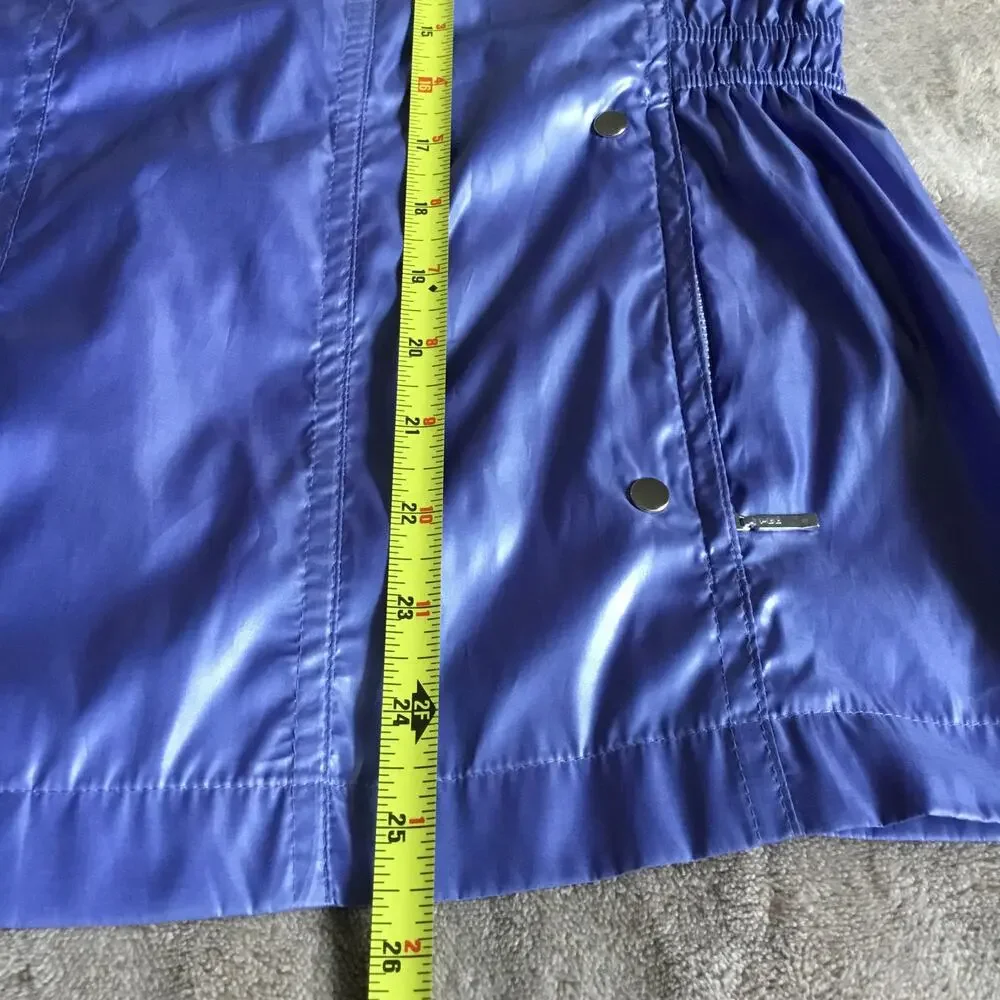Chico's Zenergy Frosted Purple Shiny Windbreaker Zip Front Jacket Sz 3 (L)
